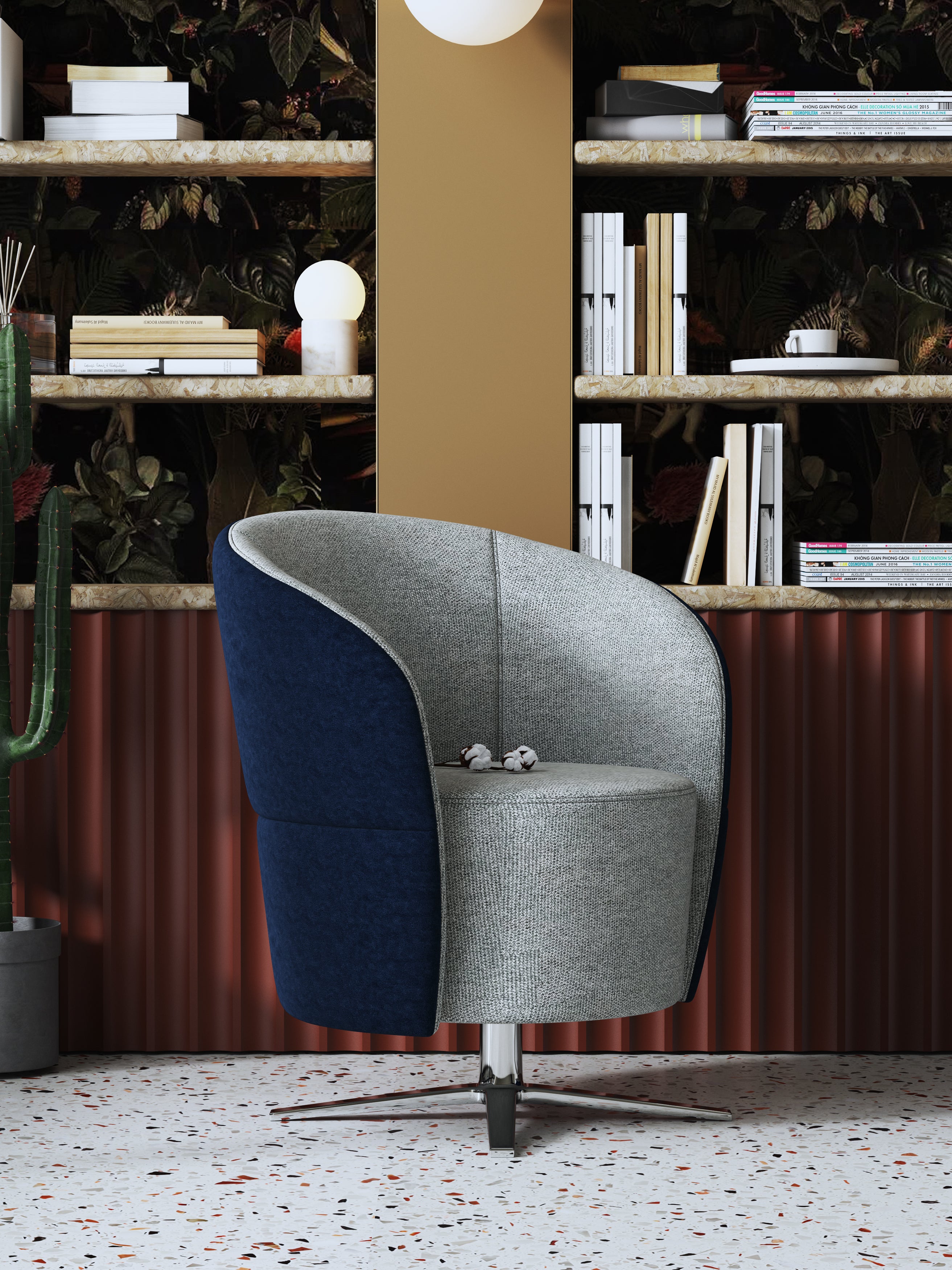 Upholstered Accent Chair with Metal Accents