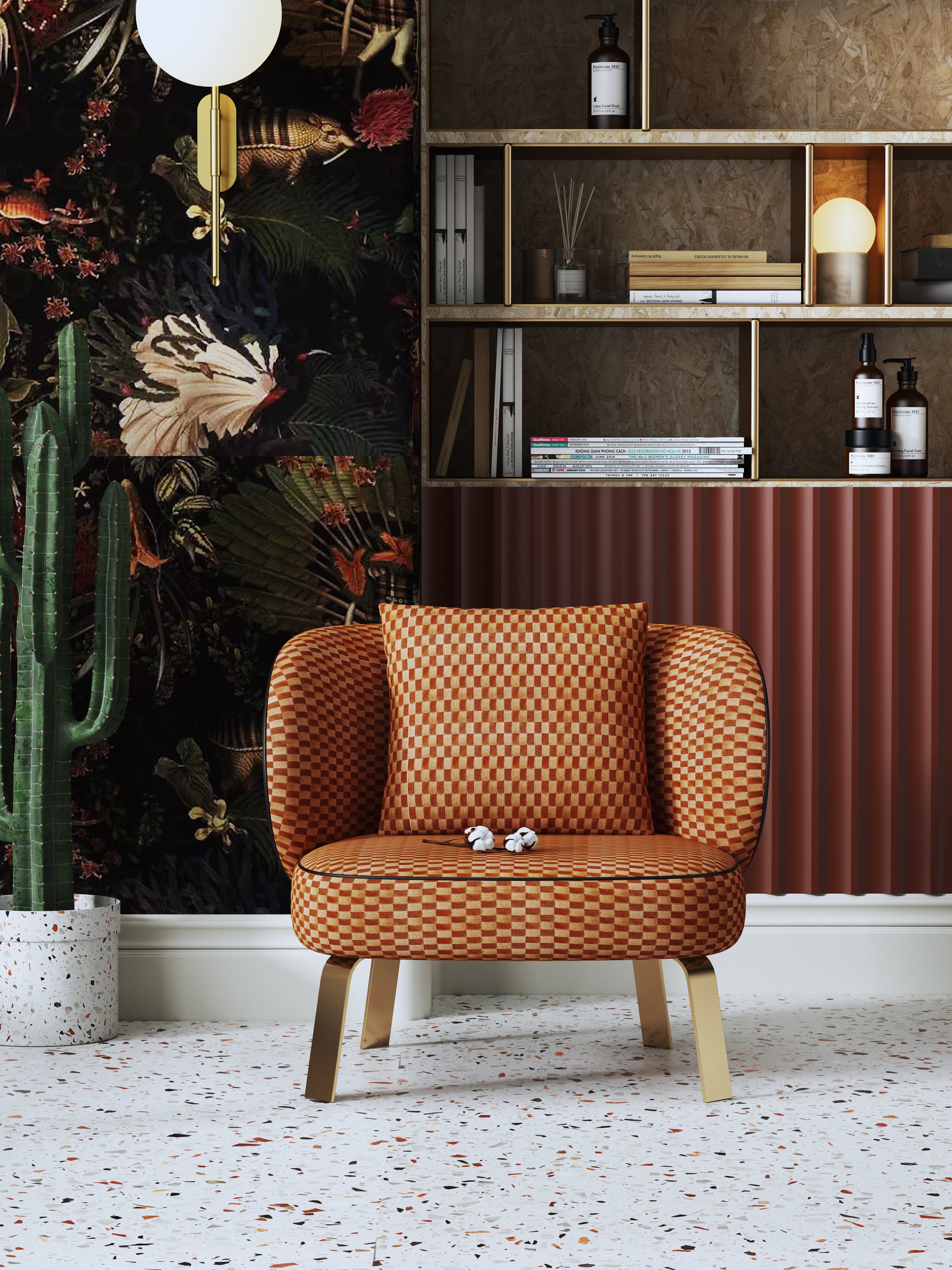 Upholstered Accent Chair with Metal Accents