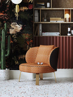 Upholstered Accent Chair with Metal Accents