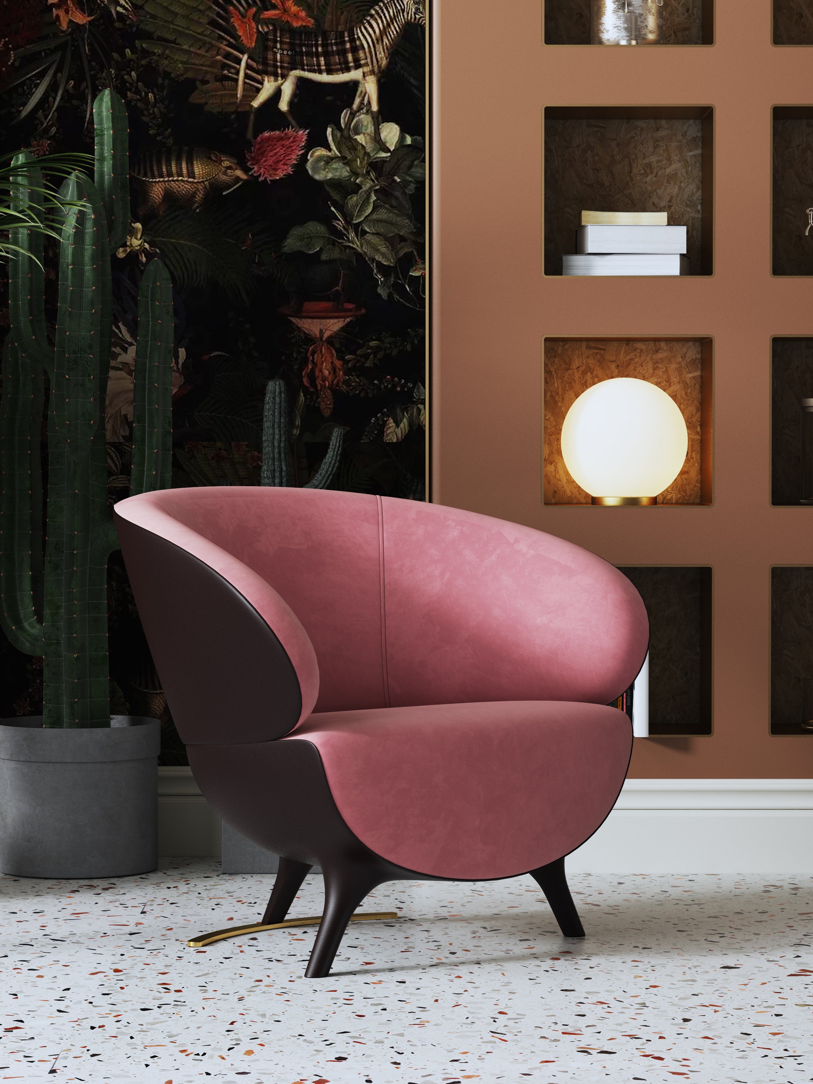 Upholstered Accent Chair with Metal Accents