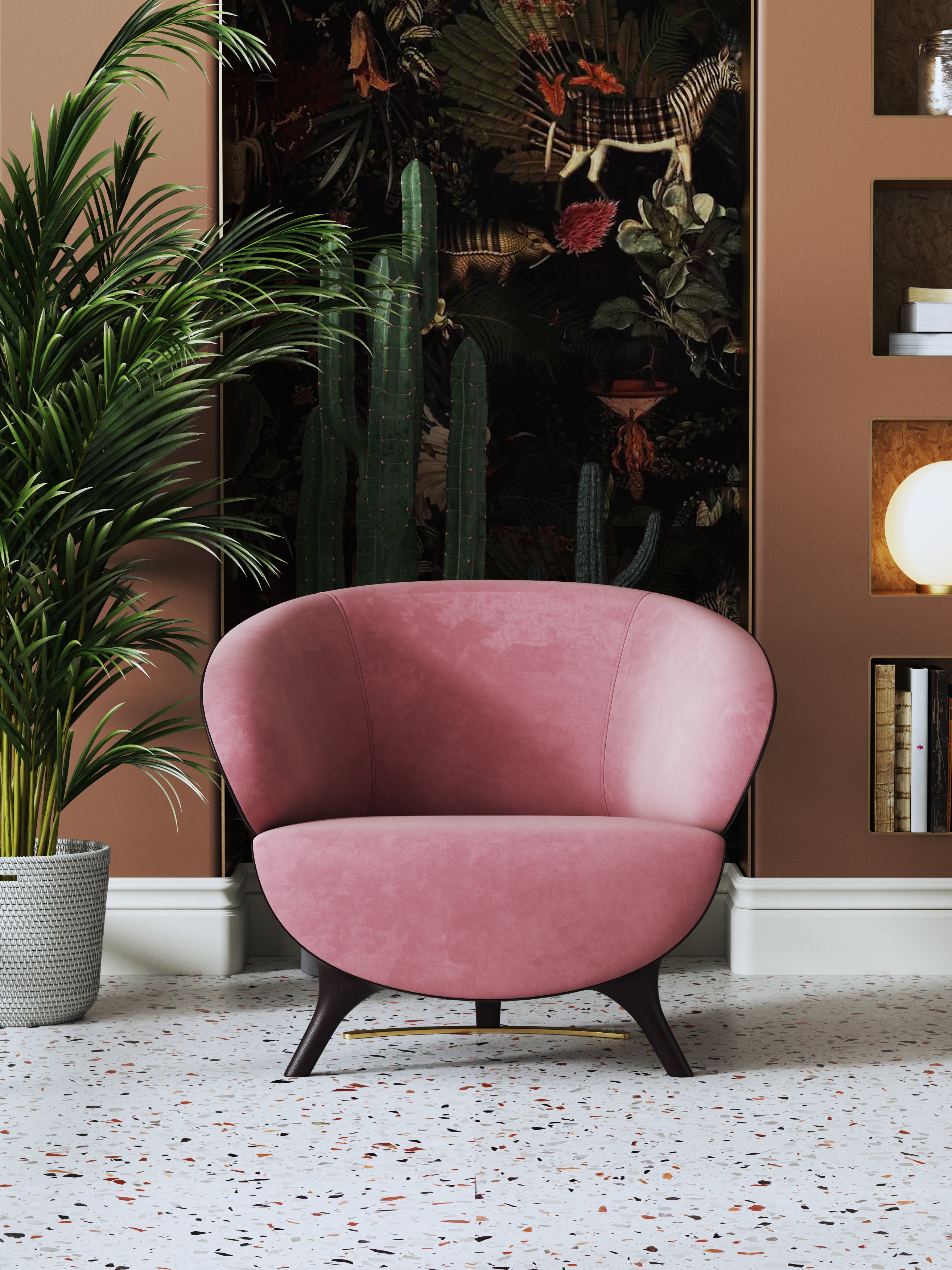 Upholstered Accent Chair with Metal Accents