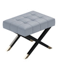 Gray Leather Bench with Streamlined Metal Frame