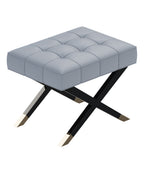 Gray Leather Bench with Streamlined Metal Frame