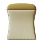Genuine Leather Ottoman with Metal Accents