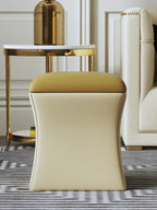 Genuine Leather Ottoman with Metal Accents