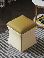Genuine Leather Ottoman with Metal Accents
