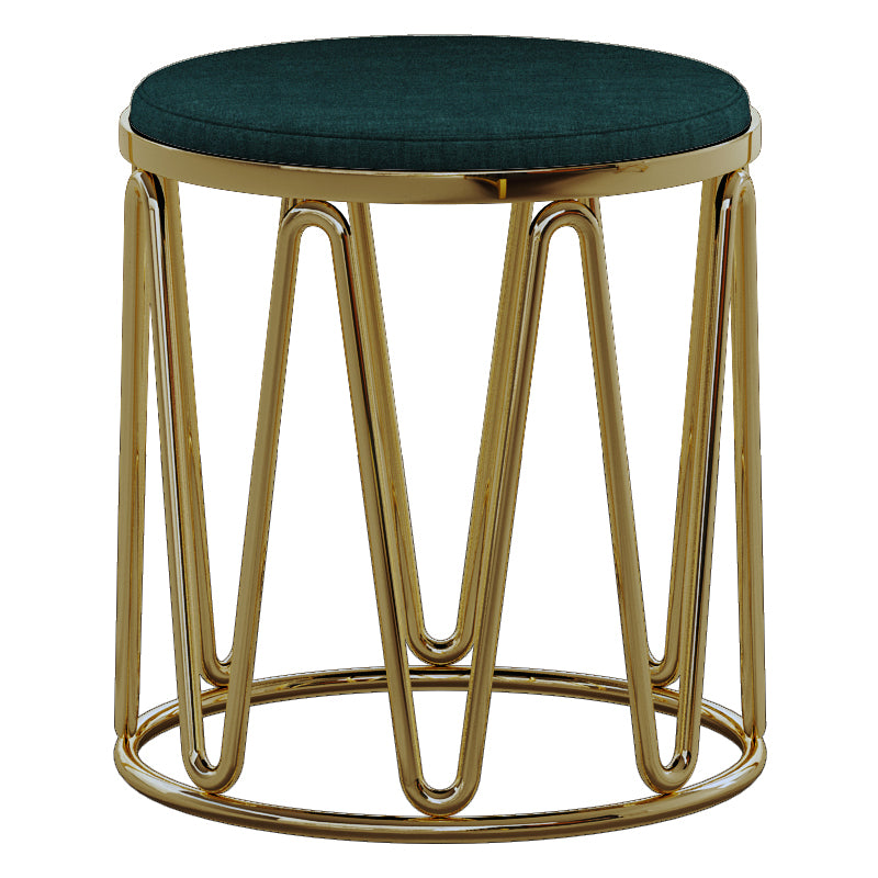 Fabric Dressing Stool with Metal Accents