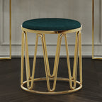 Fabric Dressing Stool with Metal Accents