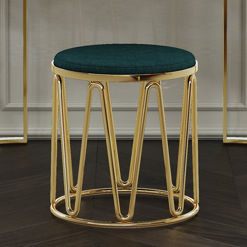 Fabric Dressing Stool with Metal Accents