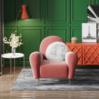 Pink Velvet Accent Chair with Metal Accents