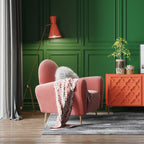 Pink Velvet Accent Chair with Metal Accents