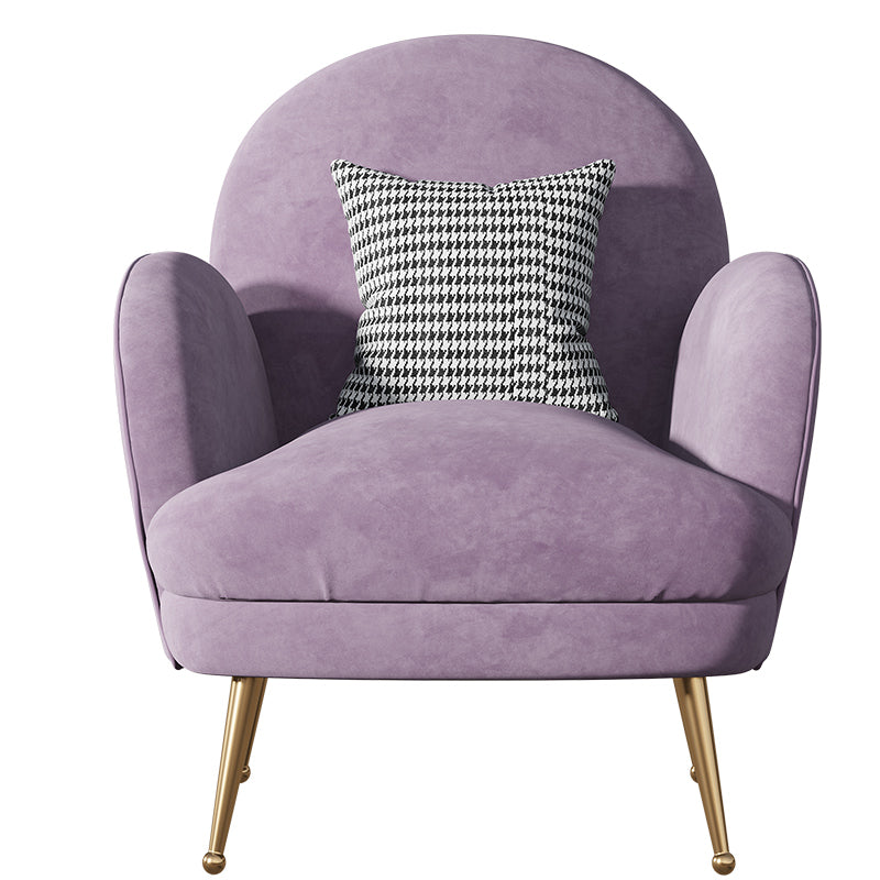 Purple Velvet Accent Chair with Metal Accents