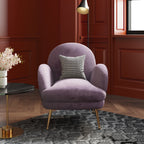 Purple Velvet Accent Chair with Metal Accents