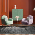 Light Green Velvet Accent Chair with Metal Accents