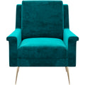 Green Velvet Accent Chair with Metal Accents