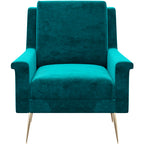 Green Velvet Accent Chair with Metal Accents