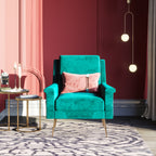 Green Velvet Accent Chair with Metal Accents