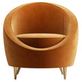 Orange Velvet Accent Chair with Metal Accents