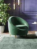 Green Velvet Accent Chair with Metal Accents