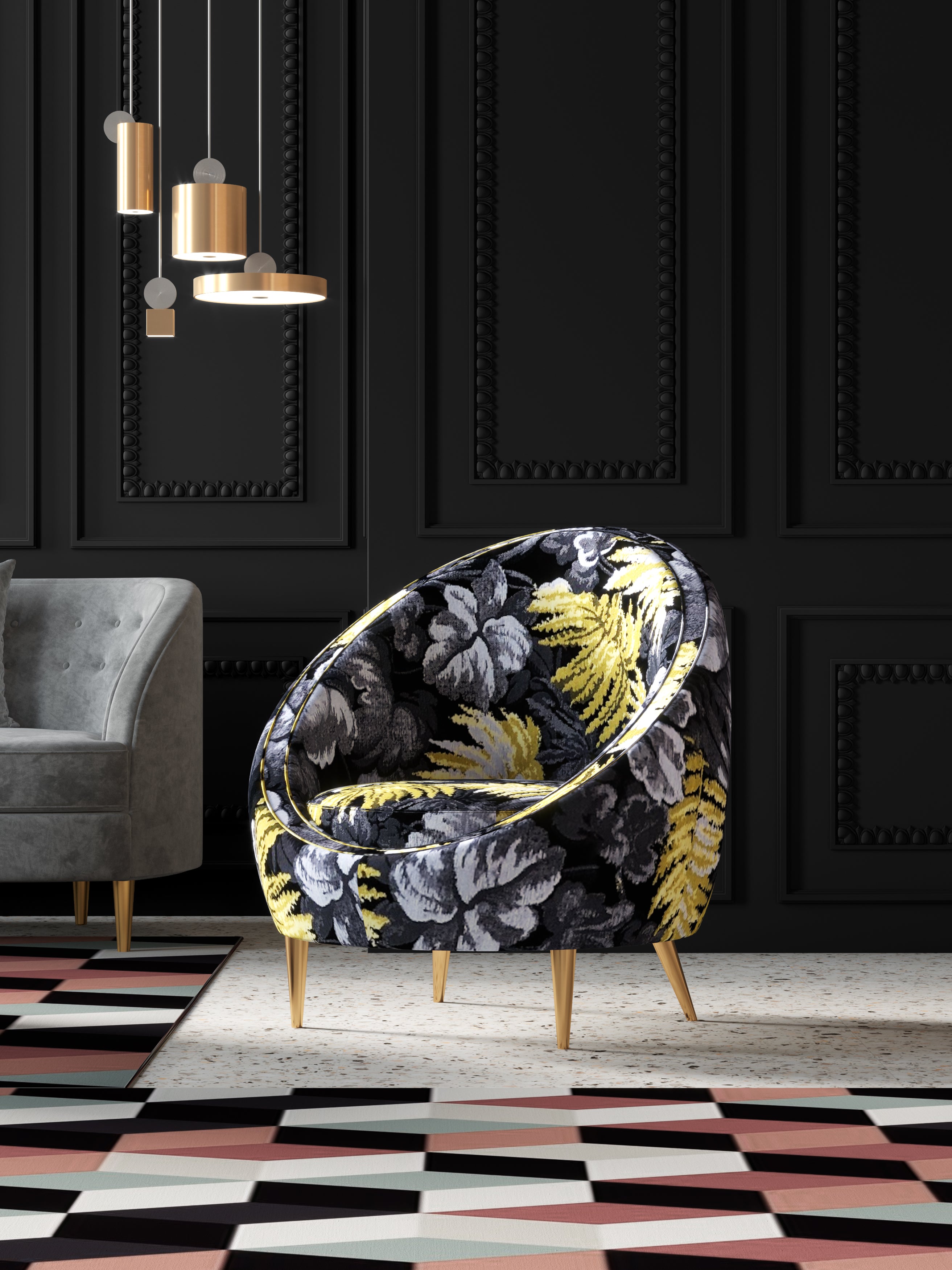 Accent Chair with Metal Accents