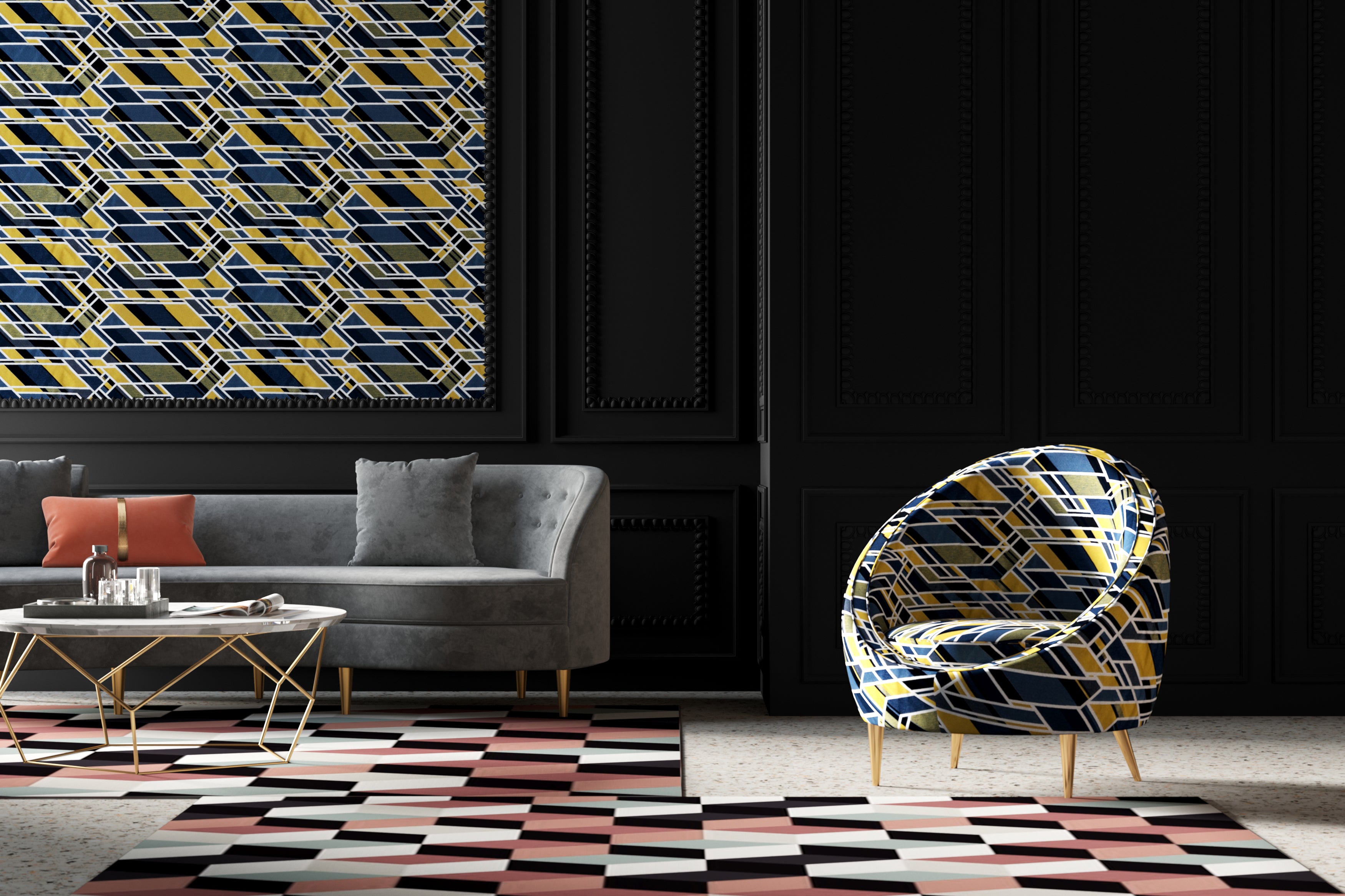 Accent Chair with Metal Accents