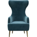 Blue Velvet Accent Chair with Metal Accents