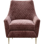 Coffee Brown Velvet Accent Chair with Metal Accents