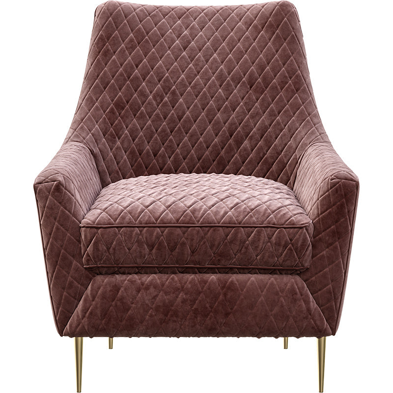 Coffee Brown Velvet Accent Chair with Metal Accents