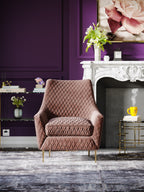 Coffee Brown Velvet Accent Chair with Metal Accents