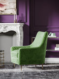 Green Velvet Accent Chair with Metal Accents