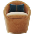 Orange Velvet Accent Chair with Metal Accents