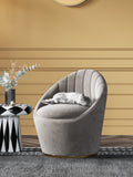 Grey Velvet Accent Chair with Metal Accents