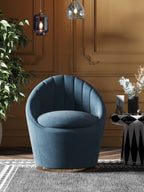Blue Velvet Mid-Height Lounge Chair