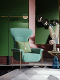 Light Green Velvet Tall-Profile with Wood Frame Lounge Chair