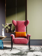 Red Velvet Tall-Profile with Metal Accents Lounge Chair