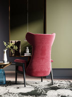 Red Velvet Tall-Profile with Metal Accents Lounge Chair