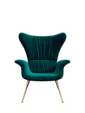 Blue Velvet Tall-Profile with Metal Accents with Wood Frame Lounge Chair