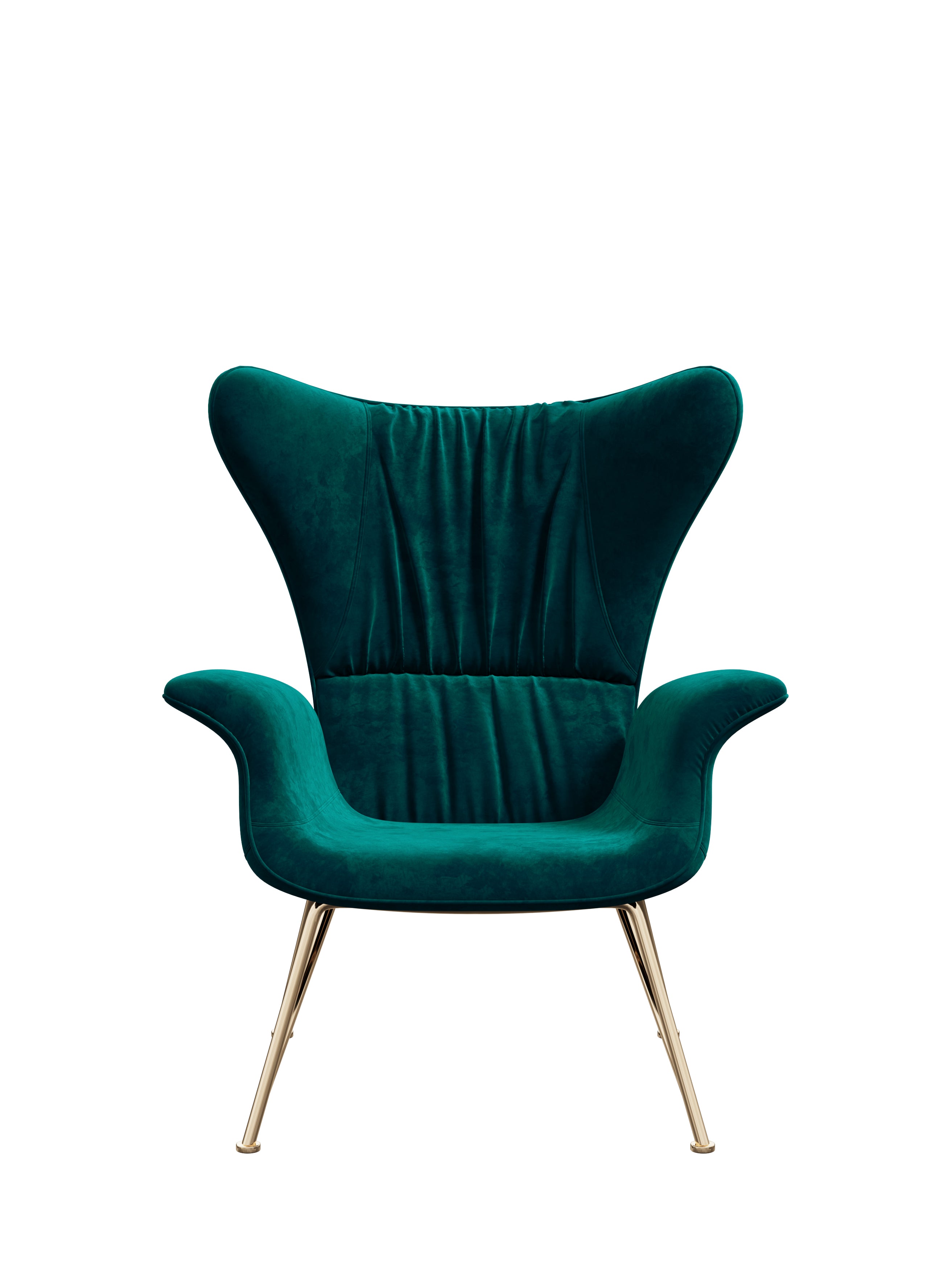 Blue Velvet Tall-Profile with Metal Accents with Wood Frame Lounge Chair