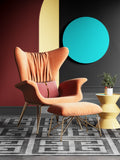Orange Velvet Tall-Profile Lounge Chair