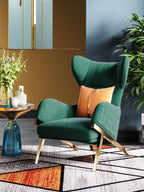 Green Velvet Tall-Profile with Metal Accents Lounge Chair