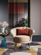 Velvet Low-Profile with Wood Frame Lounge Chair