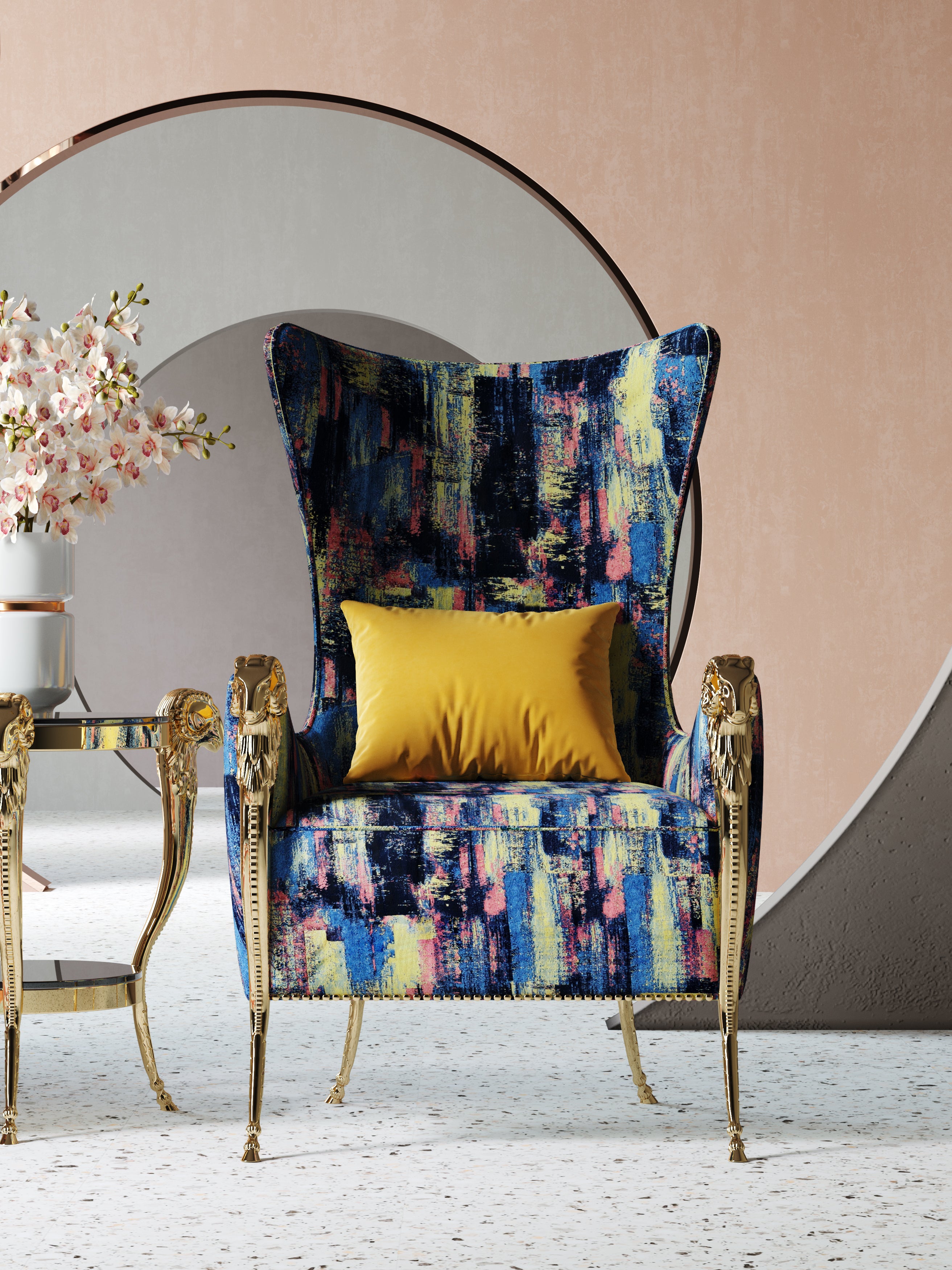 Tall-Profile with Metal Accents Lounge Chair