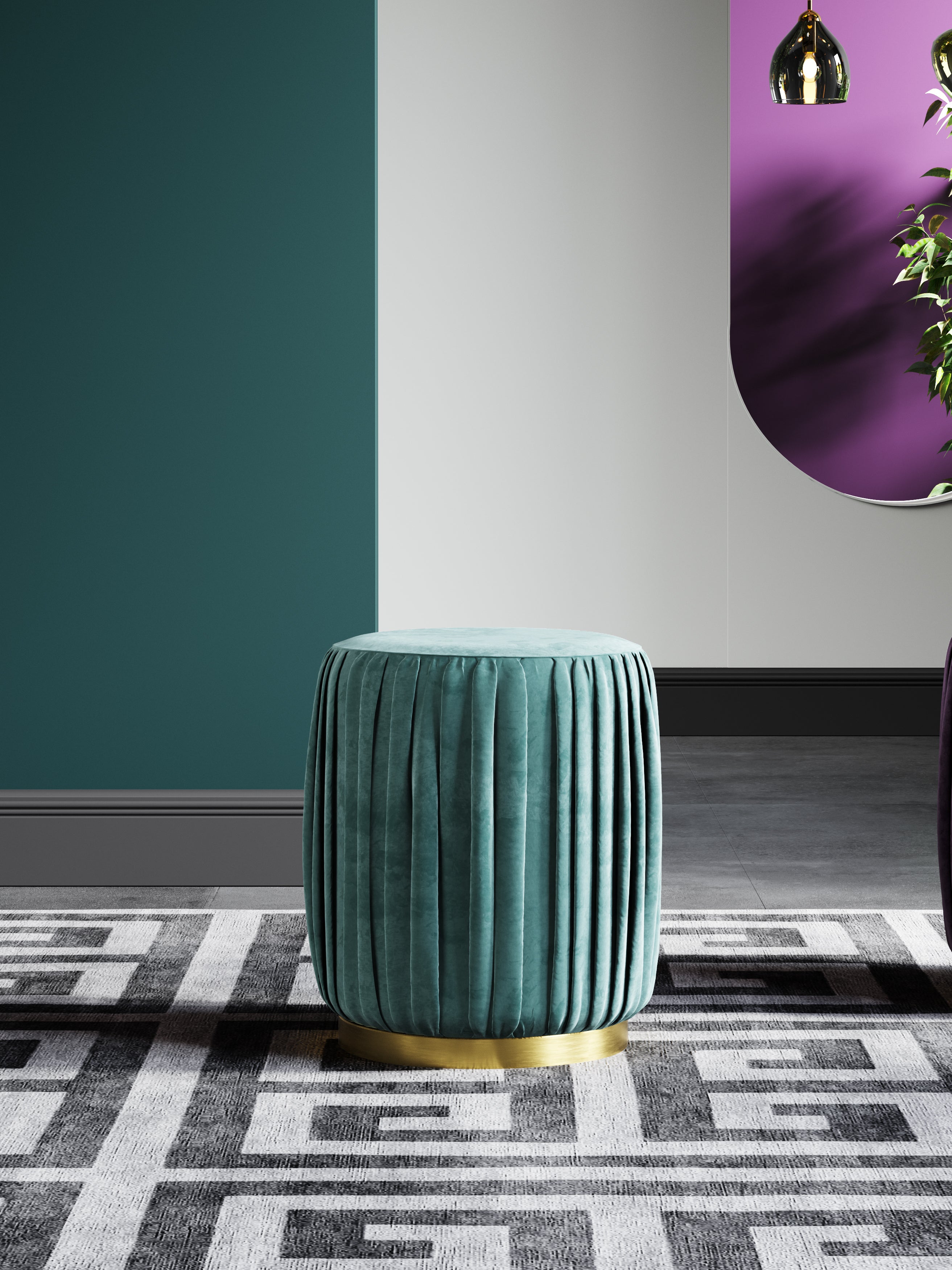 Blue Velvet Footstool