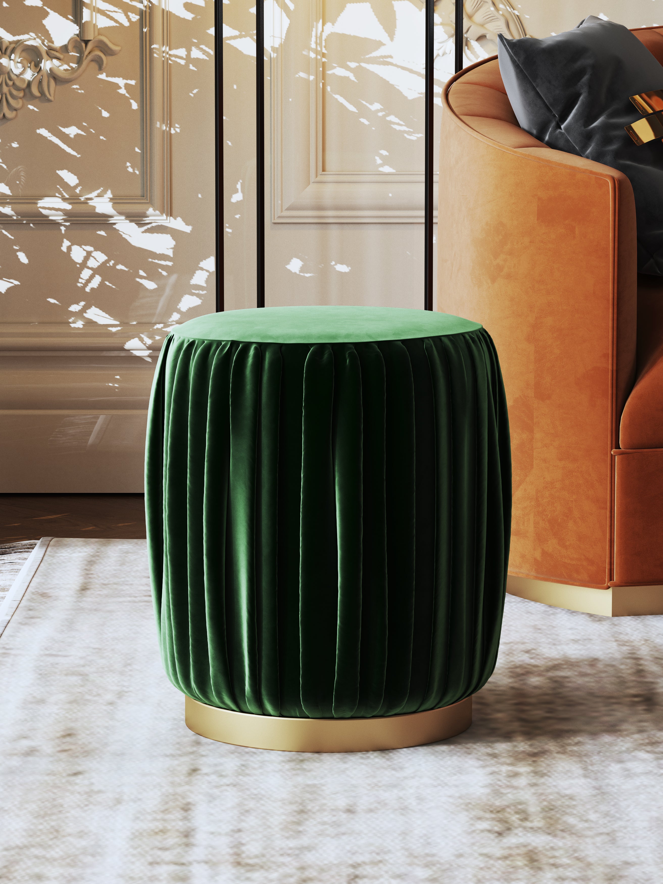 Green Velvet Footstool