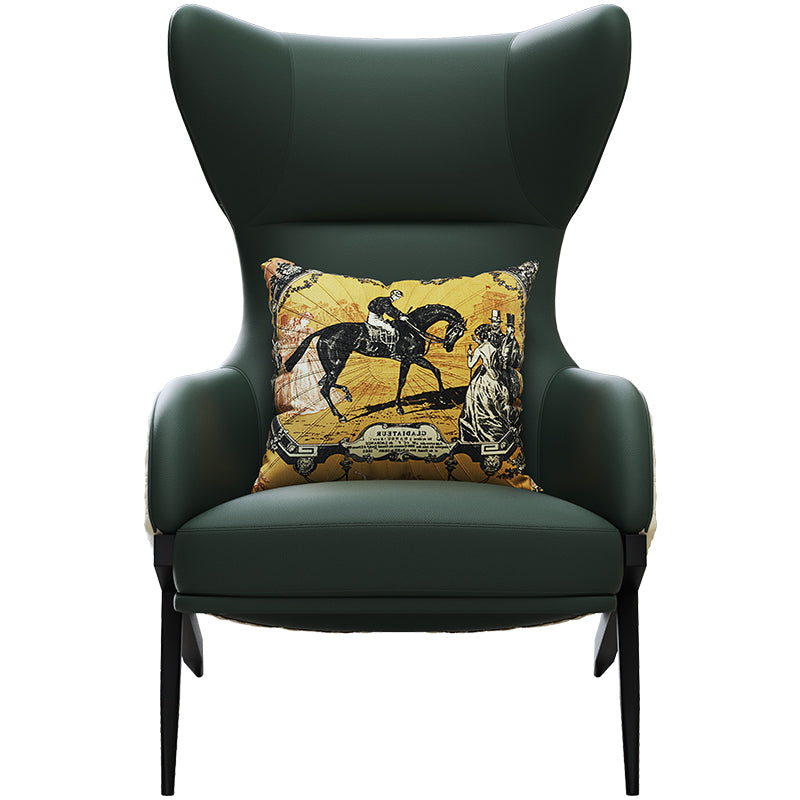 Leather Tall-Profile with Metal Accents Lounge Chair