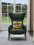 Leather Tall-Profile with Metal Accents Lounge Chair