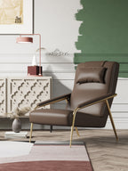 Leather Low-Profile with Wood Frame Lounge Chair