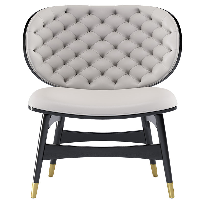 Leather Low-Profile with Metal Accents Lounge Chair