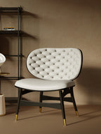 Leather Low-Profile with Metal Accents Lounge Chair
