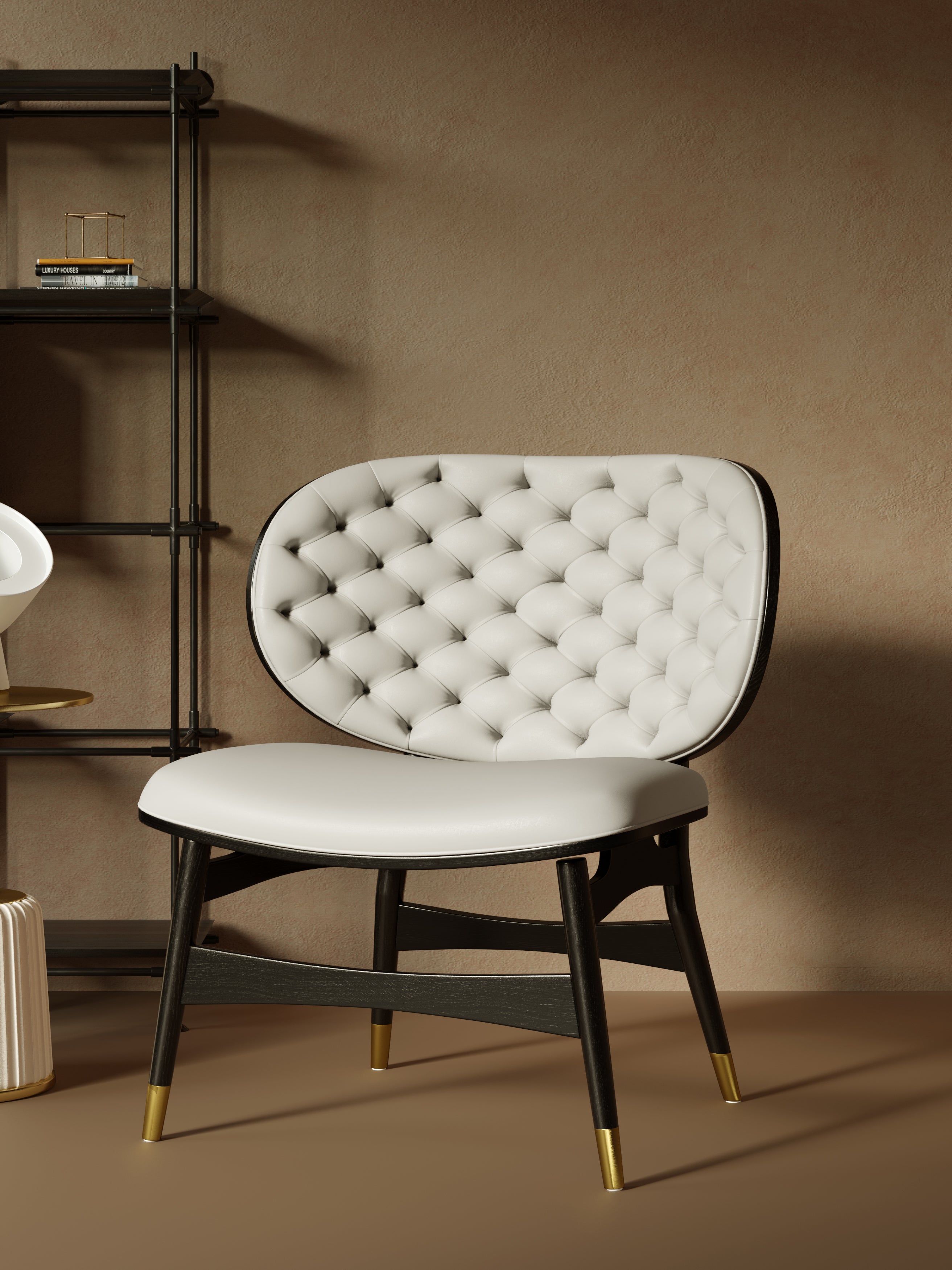 Leather Low-Profile with Metal Accents Lounge Chair